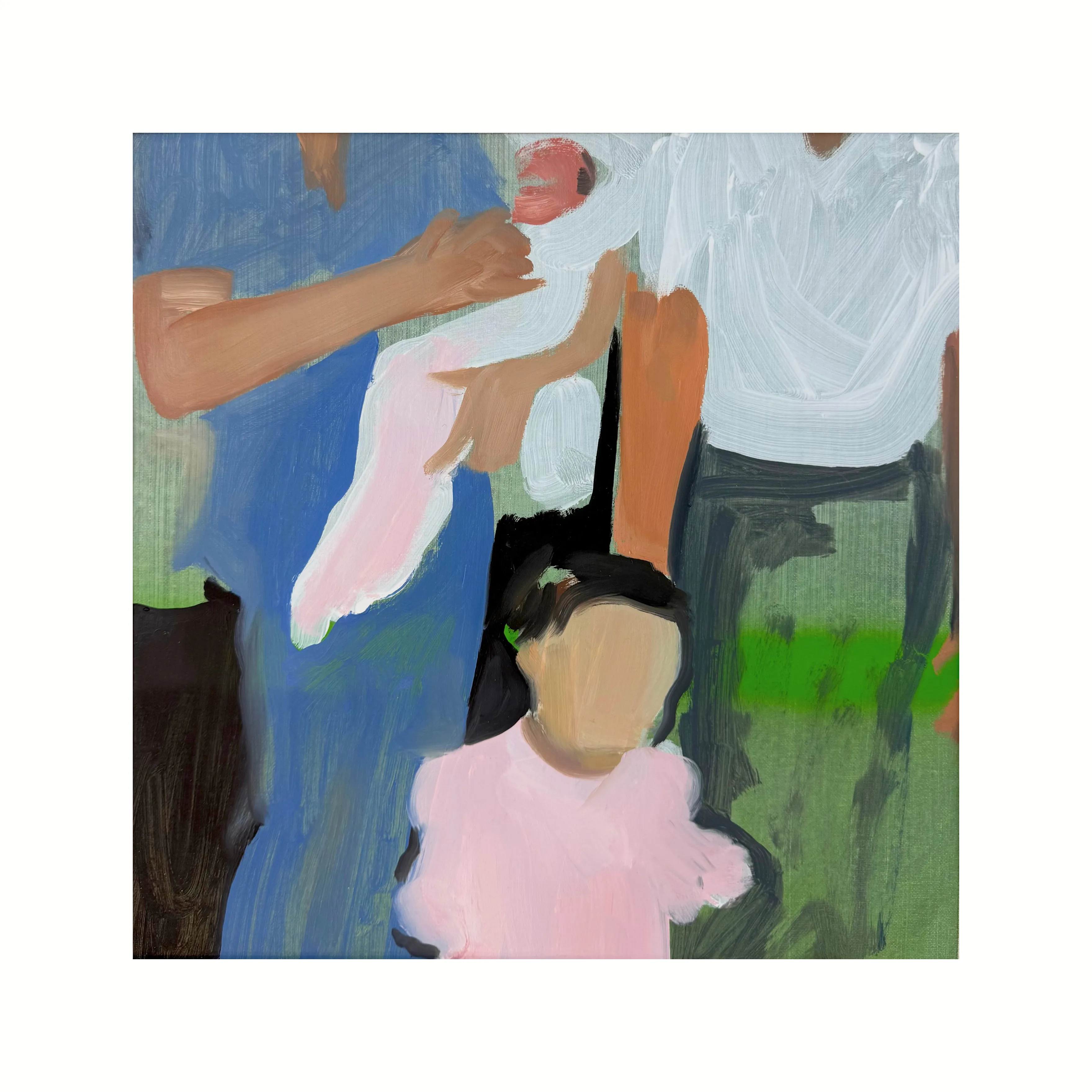 Image of Family portrait by Adriana Shportan, size: 35x35, made of oil on canvas, Painting medium, from London, part of the Moments series, priced at £450 (≈ 27,323 грн) Photo 1 of 4.