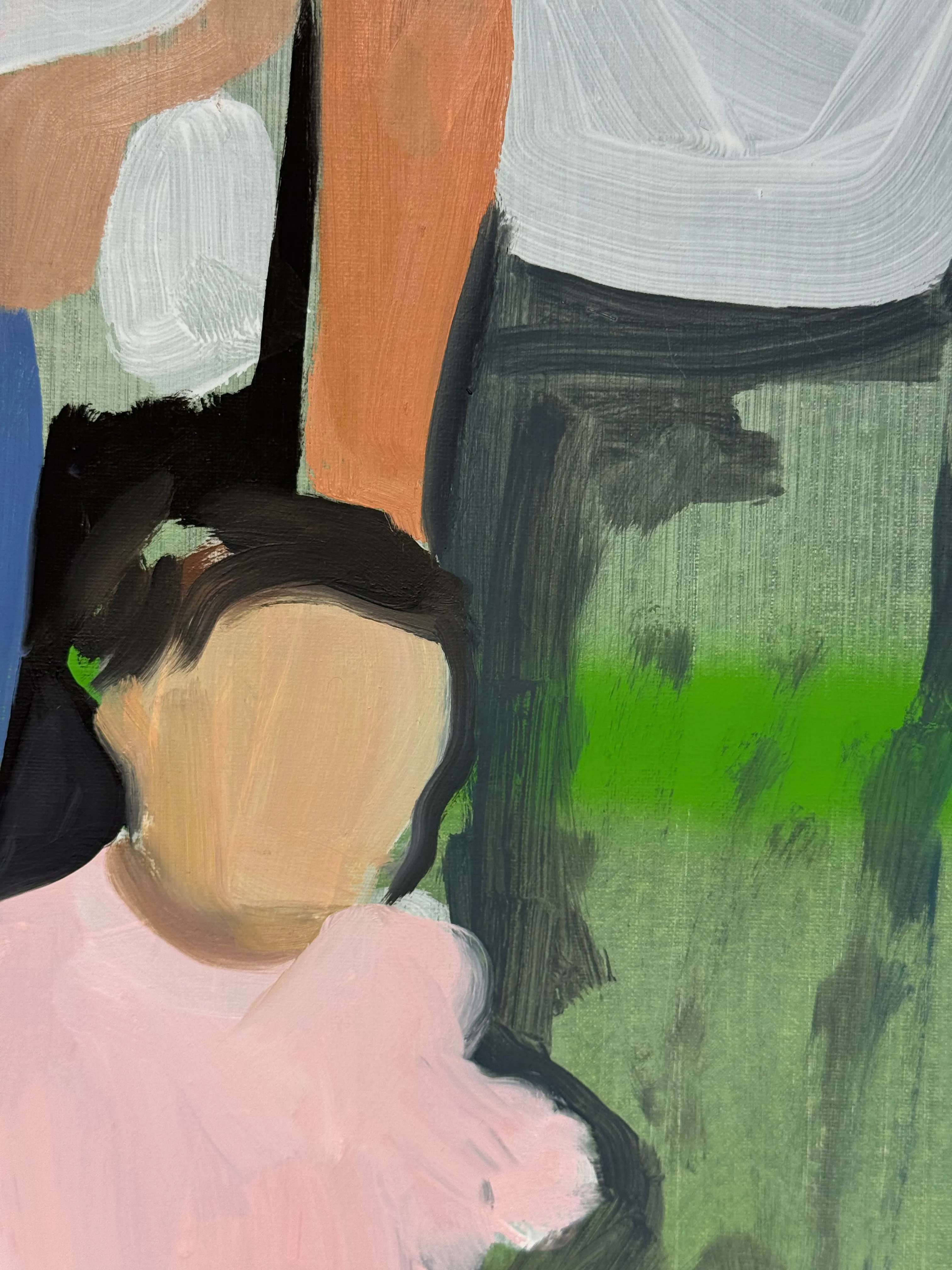 Image of Family portrait by Adriana Shportan, size: 35x35, made of oil on canvas, Painting medium, from London, part of the Moments series, priced at £450 (≈ 27,323 грн) Photo 2 of 4.