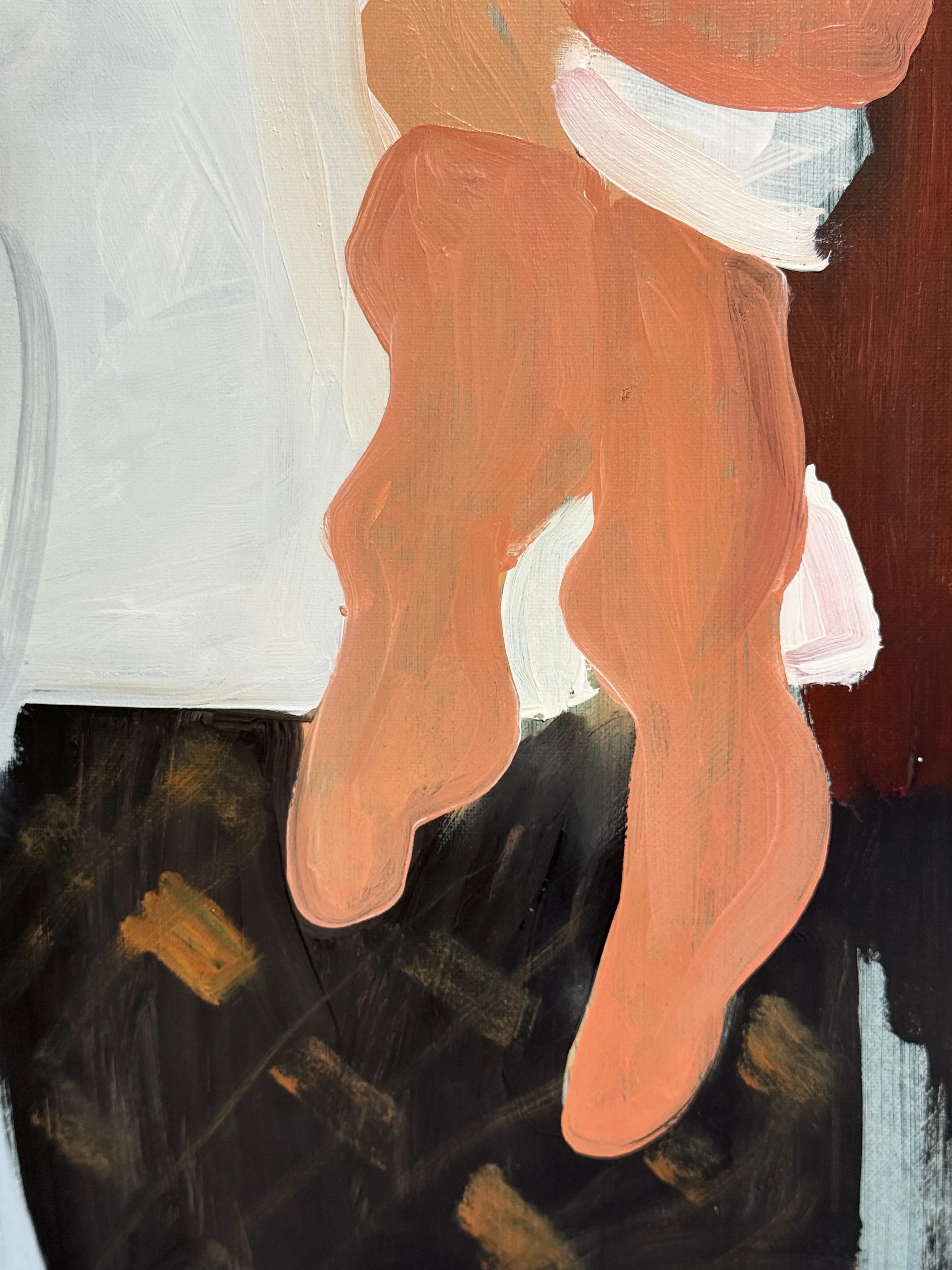 Image of Tights by Adriana Shportan, size: 35x35, made of oil on canvas, Painting medium, from London, part of the Moments series, priced at £450 (≈ 27,323 грн) Photo 2 of 4.