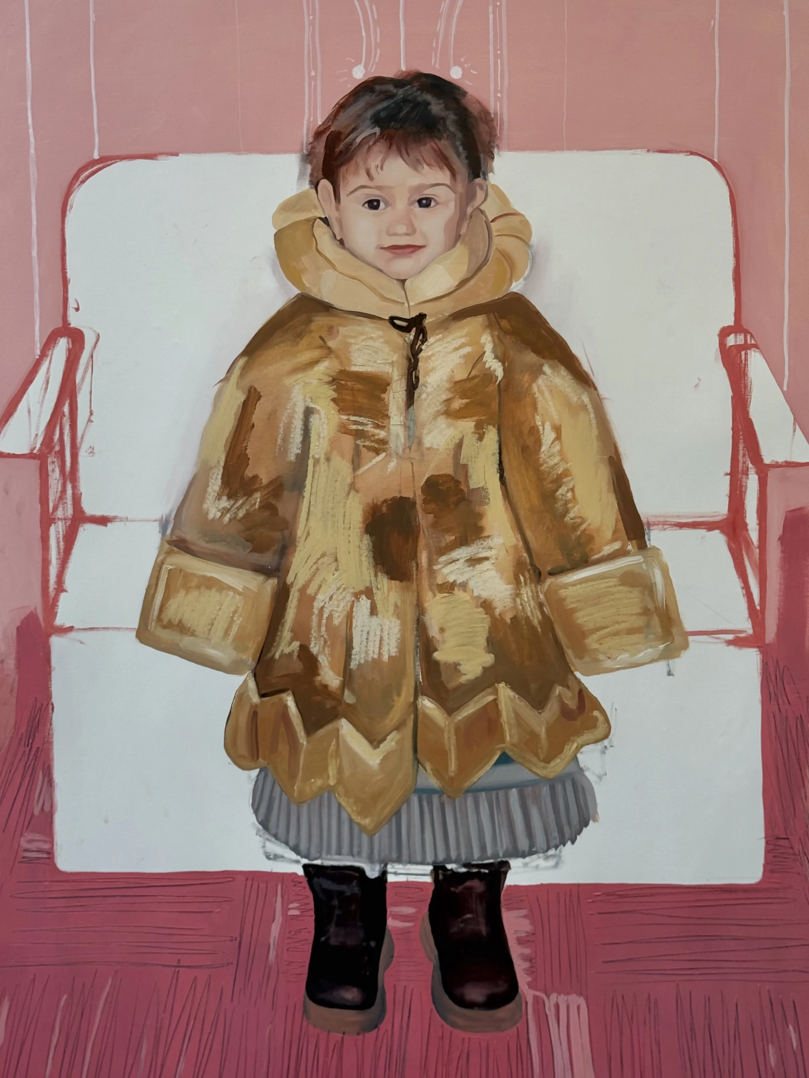 Image of Nova Hata  by Adriana Shportan, size: 190x215cm, made of oil on canvas, Painting medium, from London, part of the “When It Is Our Turn to Be Adults” series, priced at £4500 Photo 2 of 3.