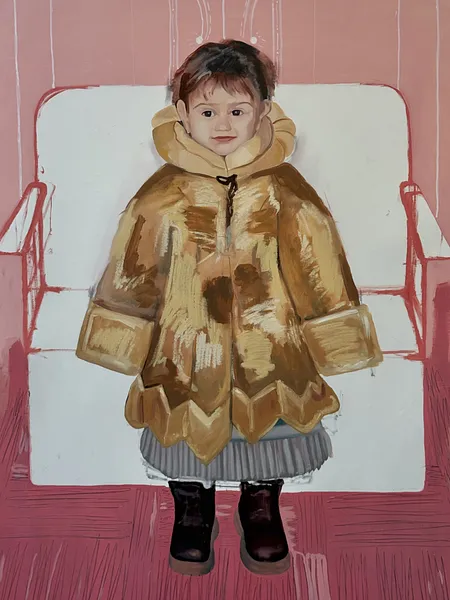 Image of Nova Hata  by Adriana Shportan, size: 190x215cm, made of oil on canvas, Painting medium, from London, part of the “When It Is Our Turn to Be Adults” series, priced at £4500 Photo 2 of 3.