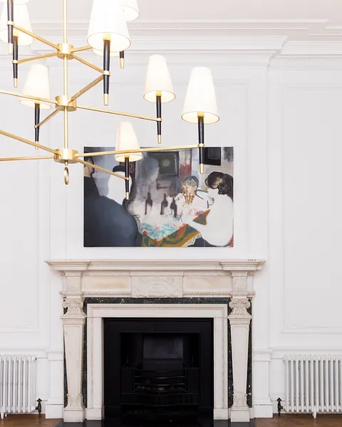 Image of New Year by Adriana Shportan, size: 100x150cm, made of oil, acrylic, spray on canvas, Painting medium, from London, part of the “When It Is Our Turn to Be Adults” series, priced at £4000 Photo 2 of 2.