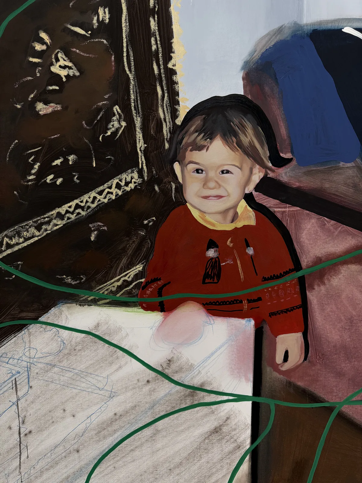 Image of Hide and seek by Adriana Shportan, size: 160x110, made of oil, acrylic, spray on canvas, from London, priced at £2500 (≈ 151,796 грн) Photo 3 of 6.