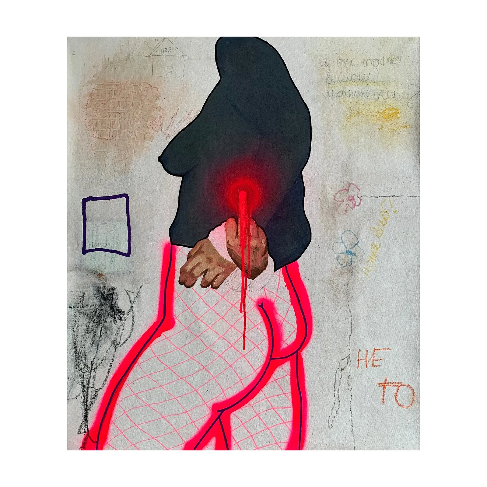 Image of Holy Fuck by Adriana Shportan, size: 79x69.5, made of oil on canvas, Painting medium, from London