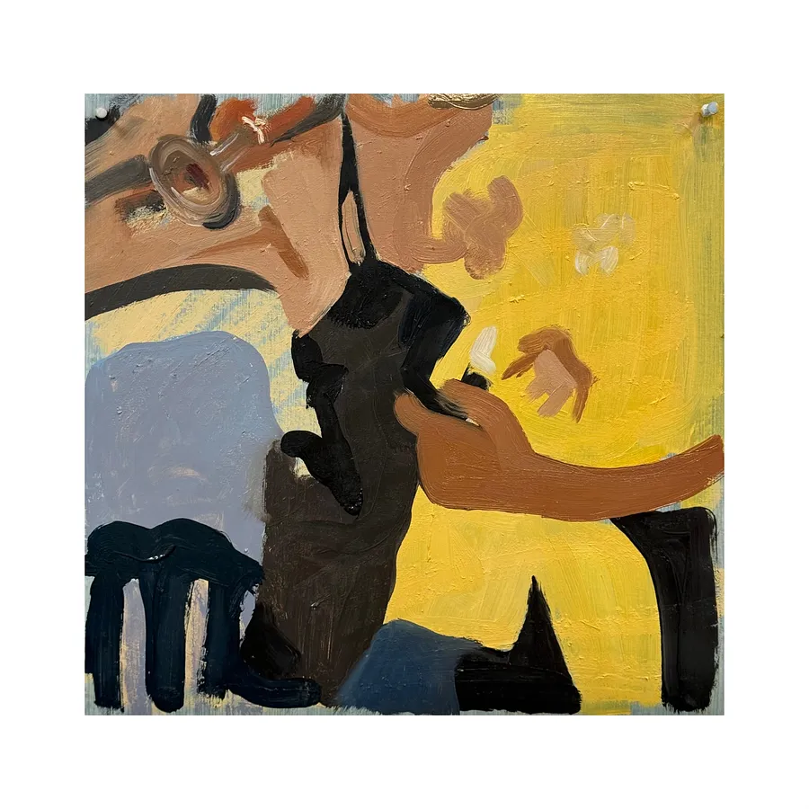 Image of Party by Adriana Shportan, size: 35x35, made of oil on canvas, Painting medium, from London, part of the Moments series, priced at £450