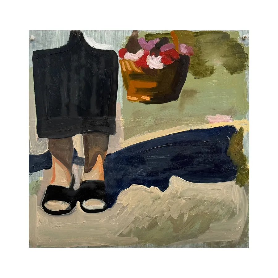 Image of "Spasa" by Adriana Shportan, size: 35x35, made of oil on canvas, Painting medium, from London, part of the Moments series, priced at £450